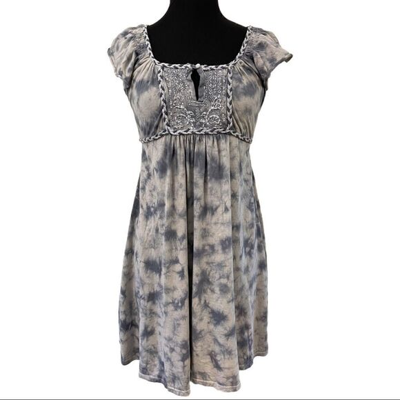 RXB Gray Flutter Sleeve Tie Dye Mini Dress Sz S - Picture 1 of 12